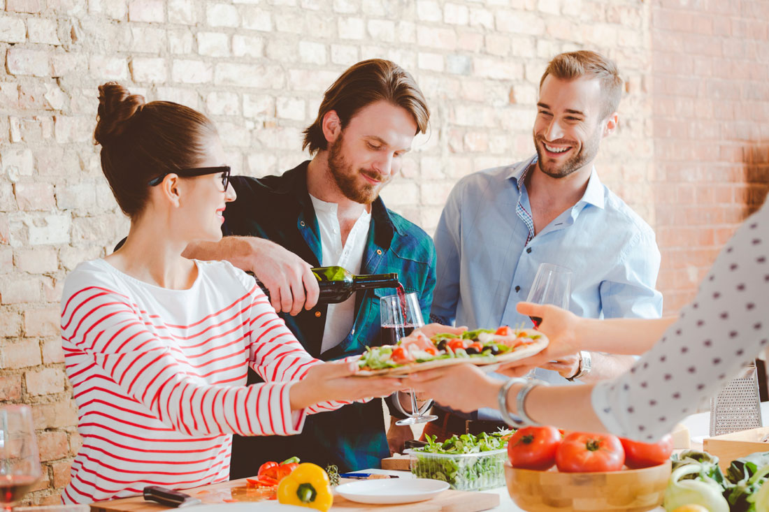 Friends enjoying a meal